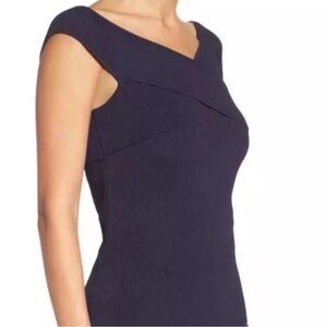 Eliza J Navy Ribbed Crossover Top